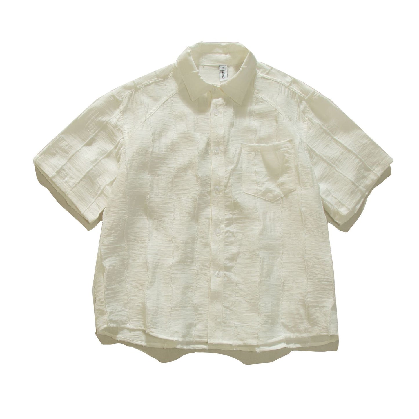 White loose short sleeve shirt for men front view - TeenStylo