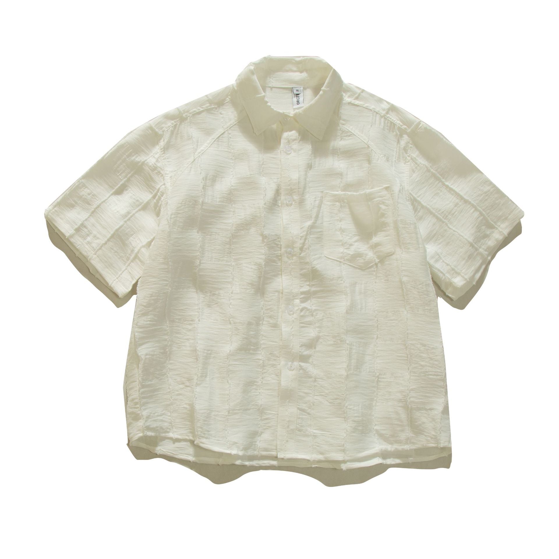 White loose short sleeve shirt for men front view - TeenStylo