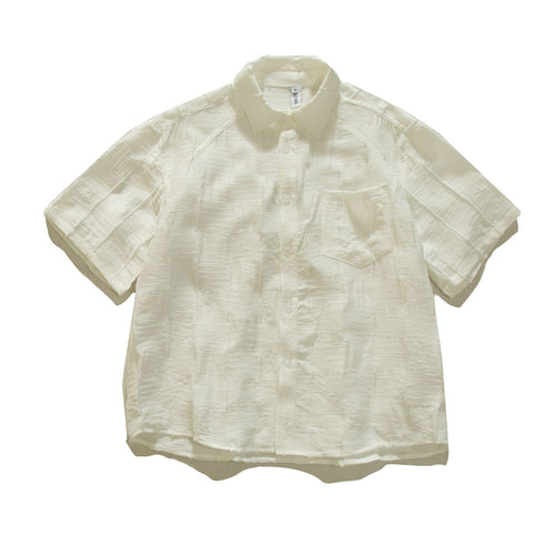 White loose short sleeve shirt for men front view - TeenStylo