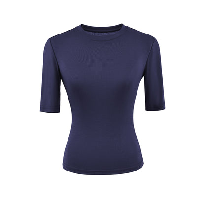 Red women's round neck mid sleeve T-shirt back view – Y2K streetwear style | TeenStylo