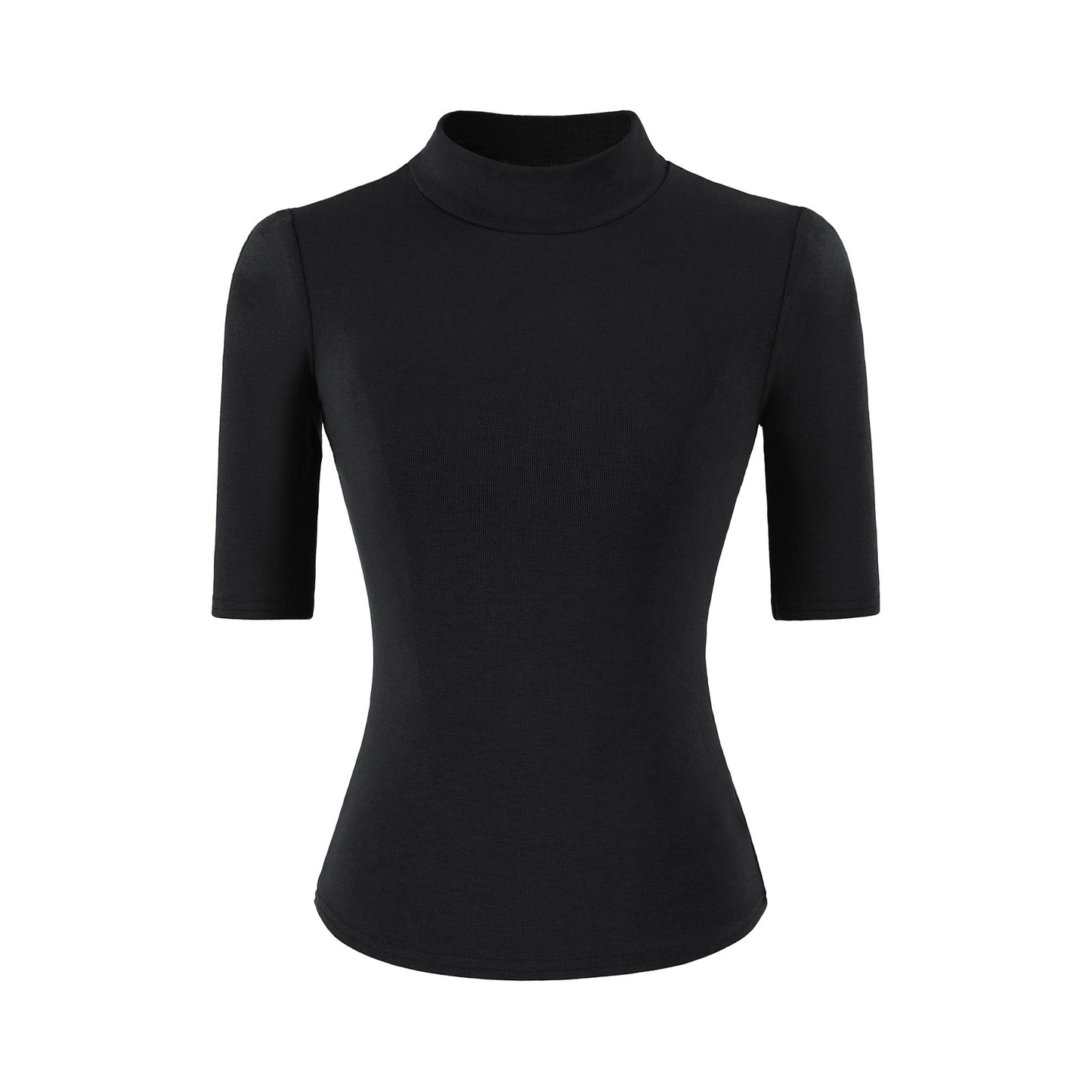 Black high neck slim fit T-shirt women lifestyle style TeenStylo