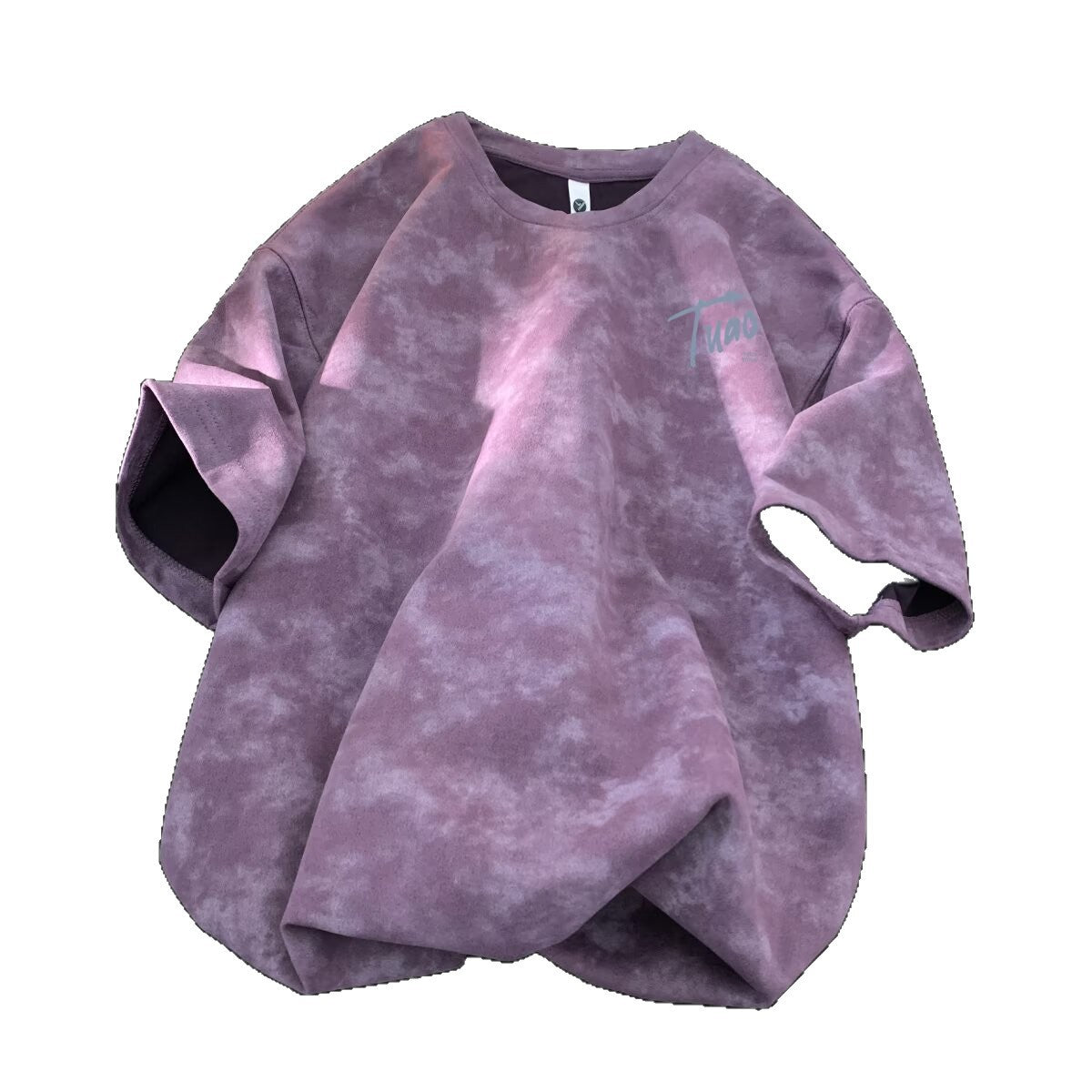 Gray tie-dye short sleeve t-shirt for men, front view, Y2K streetwear style – TeenStylo