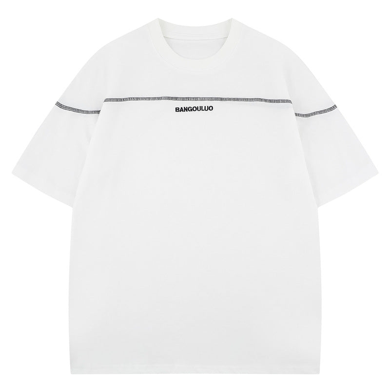 White unisex heavyweight loose short sleeve tee lifestyle shot, Y2K streetwear style | TeenStylo