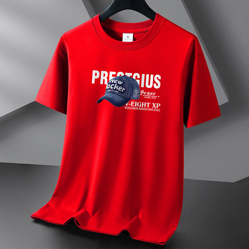 Red men's short sleeve cotton crewneck t-shirt lifestyle look streetwear style TeenStylo