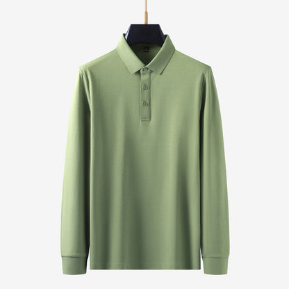 Man wearing Light Floral Grey long sleeve notch collar polo tee in urban streetwear style at TeenStylo