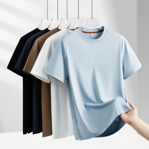 Men's deep black round neck t-shirt front view – classic streetwear essential | TeenStylo