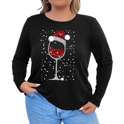 Black loose unisex Christmas T-shirt women autumn casual streetwear festive tee front view TeenStylo