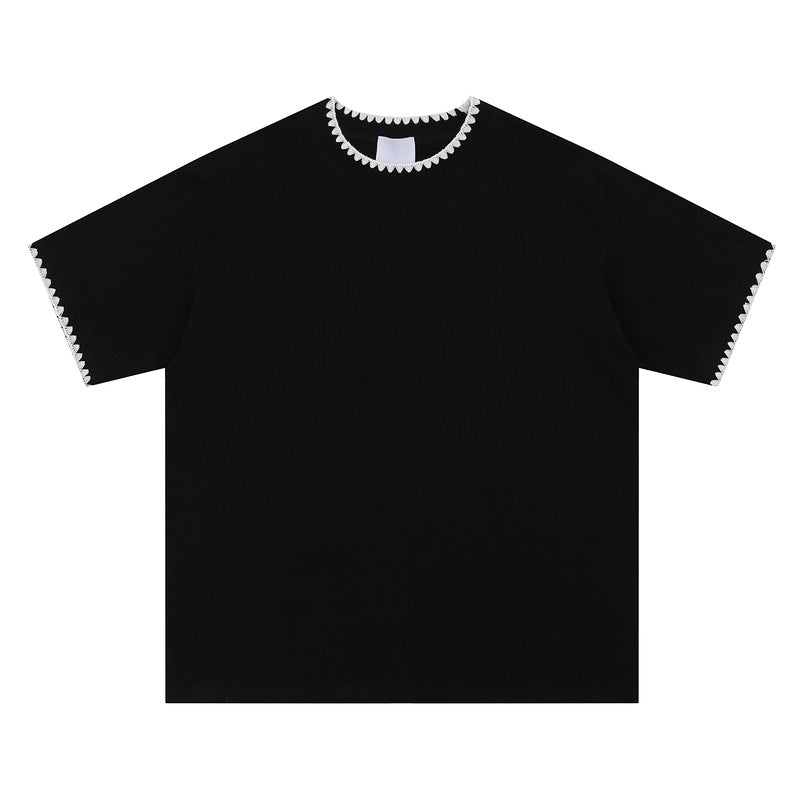 Black unisex loose couple short sleeve t-shirt lifestyle streetwear style – TeenStylo