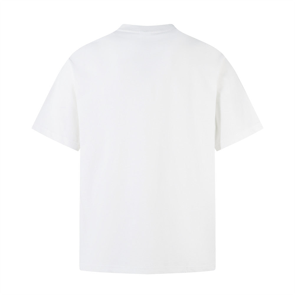 White heavyweight vintage graffiti loose short sleeve t-shirt back view streetwear style TeenStylo