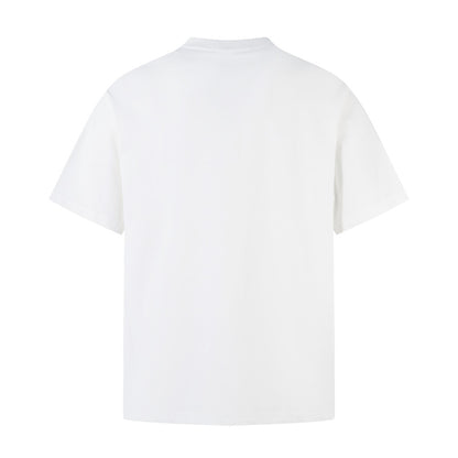 White heavyweight vintage graffiti loose short sleeve t-shirt back view streetwear style TeenStylo