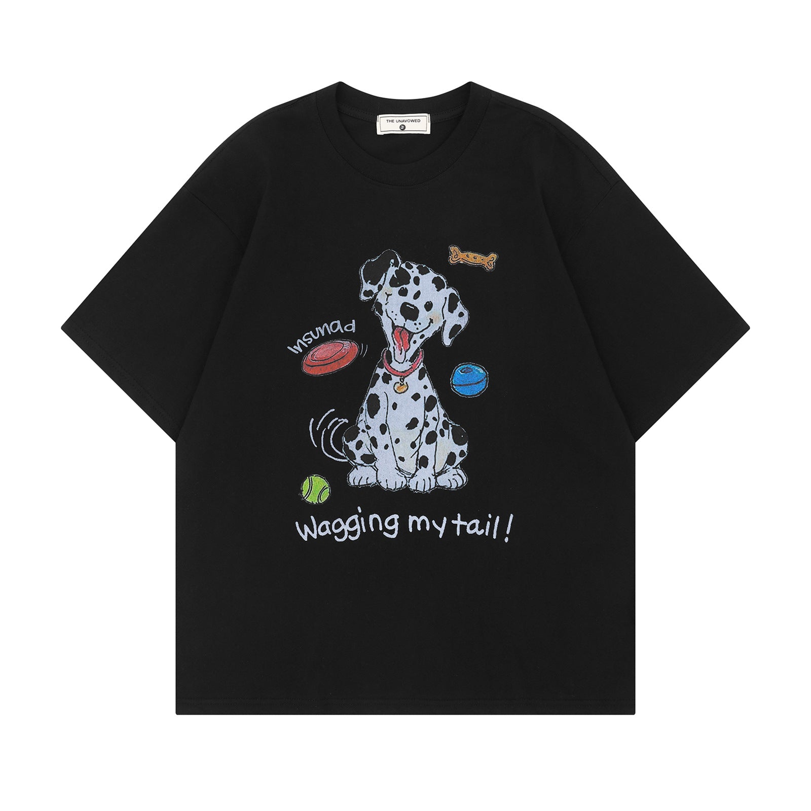 Gray men's dog print short sleeve t-shirt back view summer streetwear style TeenStylo