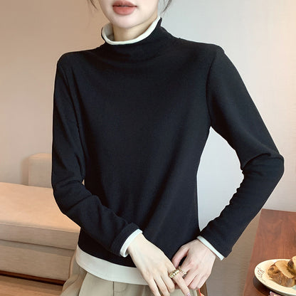 Black high neck long sleeve t-shirt women detail close-up fabric texture gothic streetwear TeenStylo