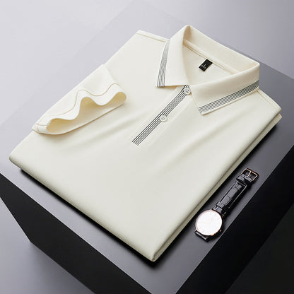 Ivory white short sleeve polo shirt for men streetwear style lifestyle shot TeenStylo