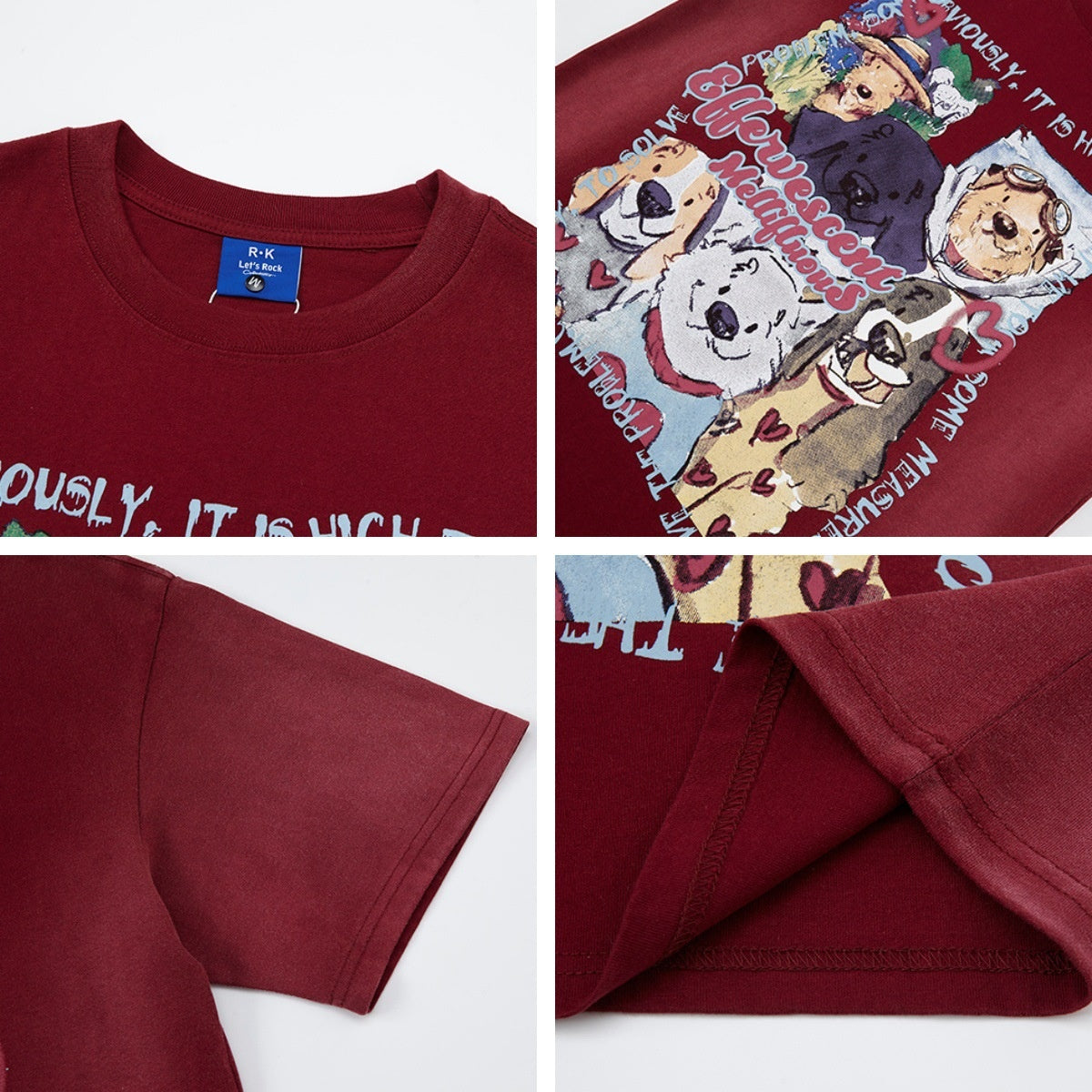 Teen wearing dark reddish brown dog print washed graphic tee styled streetwear aesthetic lifestyle look TeenStylo