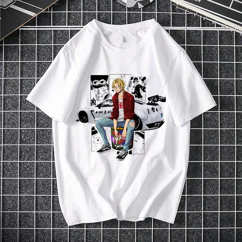 Lifestyle shot of black One Piece Pirate King Luffy printed unisex streetwear tee TeenStylo