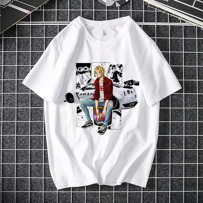 Lifestyle shot of black One Piece Pirate King Luffy printed unisex streetwear tee TeenStylo