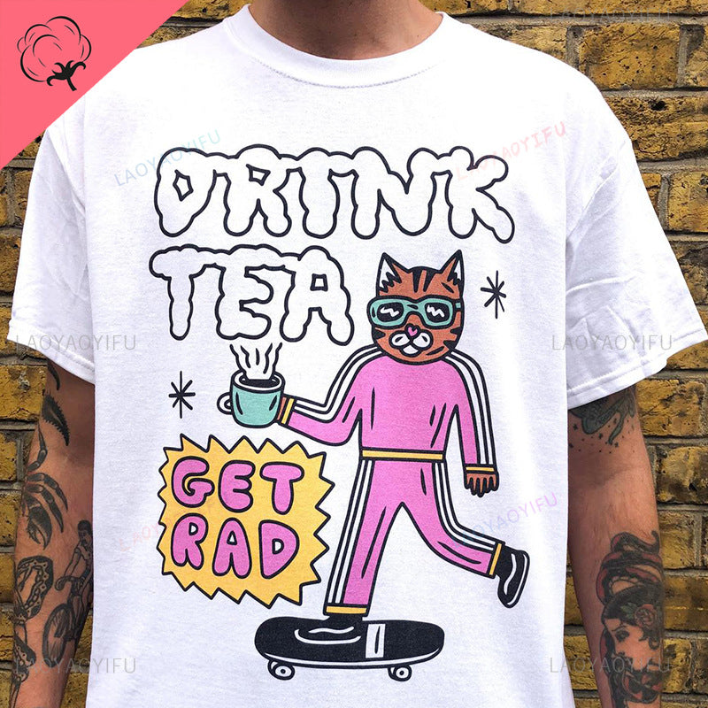White unisex vintage cartoon Saucer Man graphic tee funny retro UFO streetwear T-shirt lifestyle TeenStylo