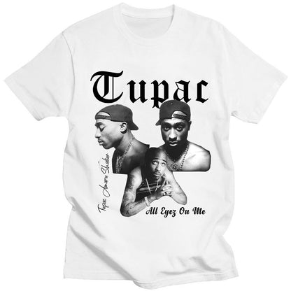Back view white unisex Tupac 2Pac graphic milk silk t-shirt streetwear fashion TeenStylo