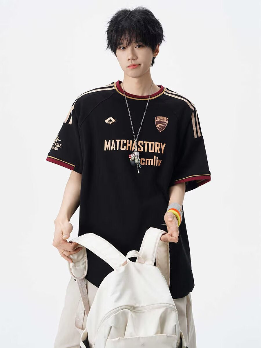 Black unisex short sleeve t-shirt lifestyle shot, Y2K streetwear style - TeenStylo