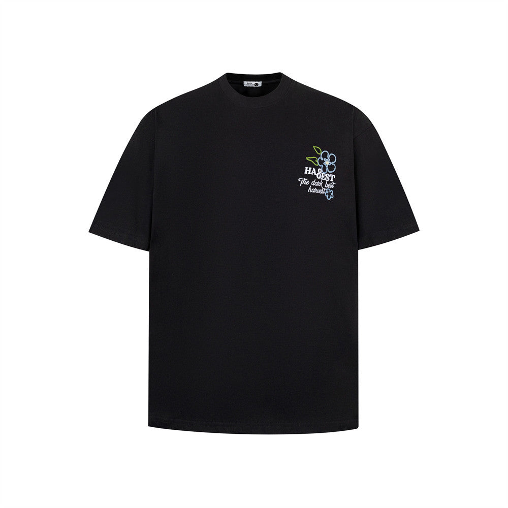 White floral letter embroidery short sleeve shirt for men lifestyle view | TeenStylo