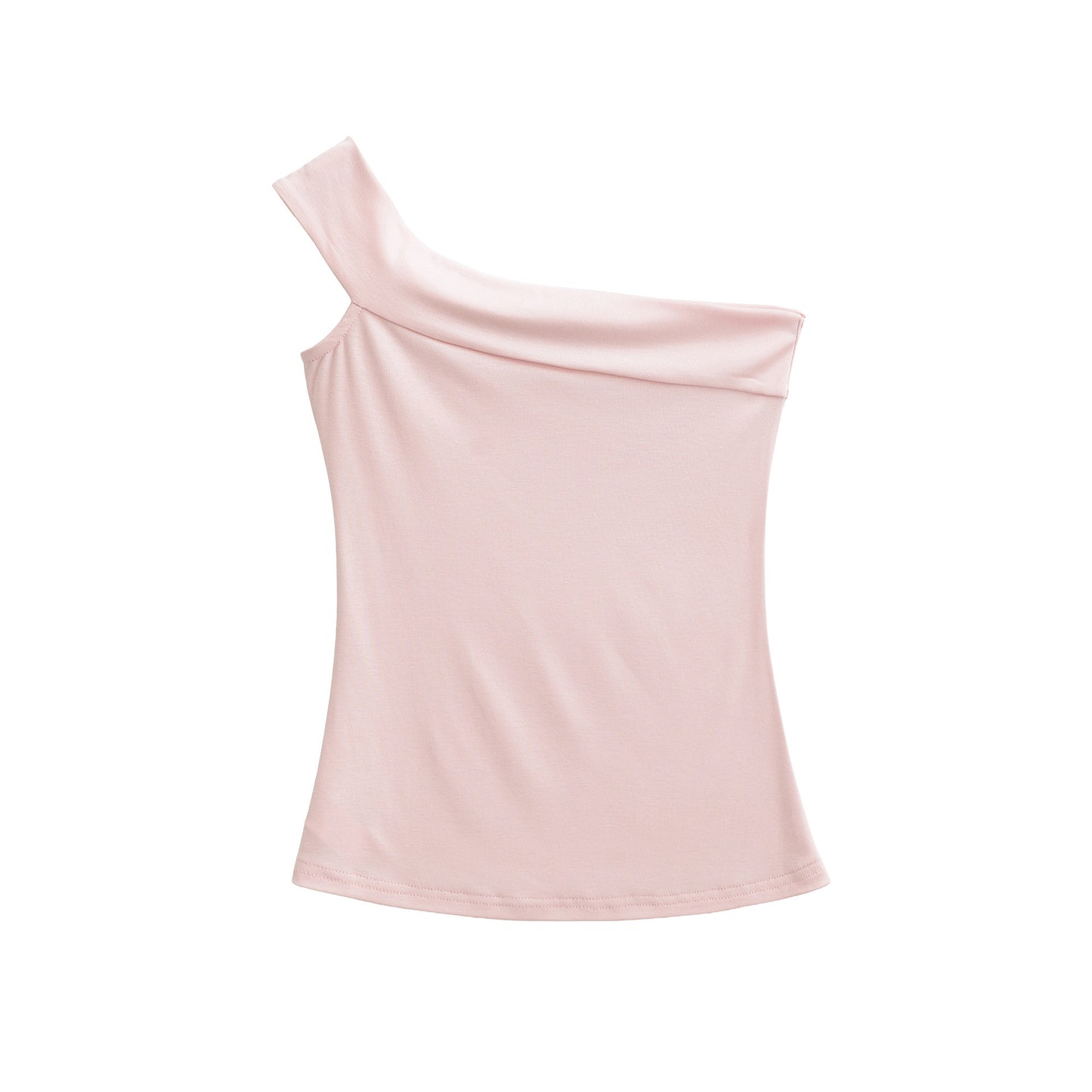 Black sleeveless diagonal neck T-shirt women's streetwear Y2K style front view TeenStylo