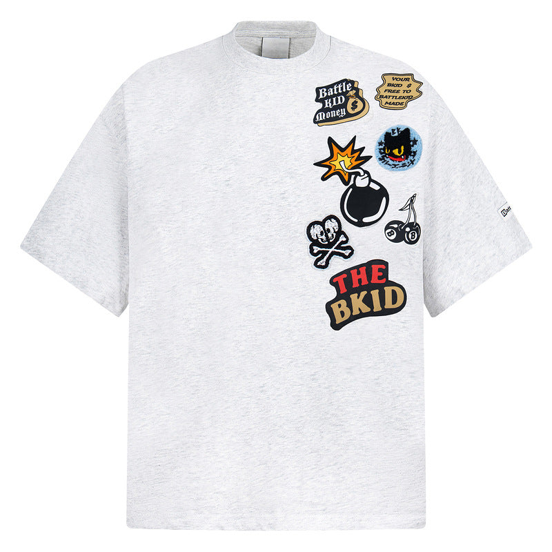 Black unisex couple loose tee lifestyle shot, Y2K streetwear style short sleeve t-shirt | TeenStylo