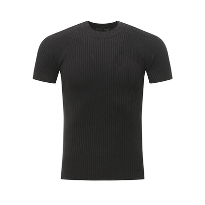 Black slim fit men's T-shirt back view - minimalist streetwear essential | TeenStylo