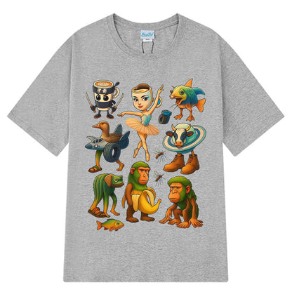 Blue Tralalero Italian Brainrot Funny Meme Graphic T-shirt back view unisex streetwear TeenStylo