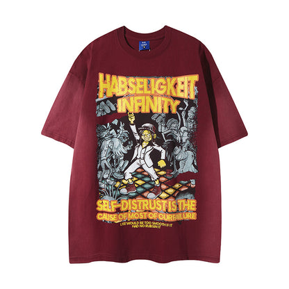 Dark reddish brown graffiti evil cool boy unisex hip hop short sleeve t-shirt streetwear lifestyle look TeenStylo