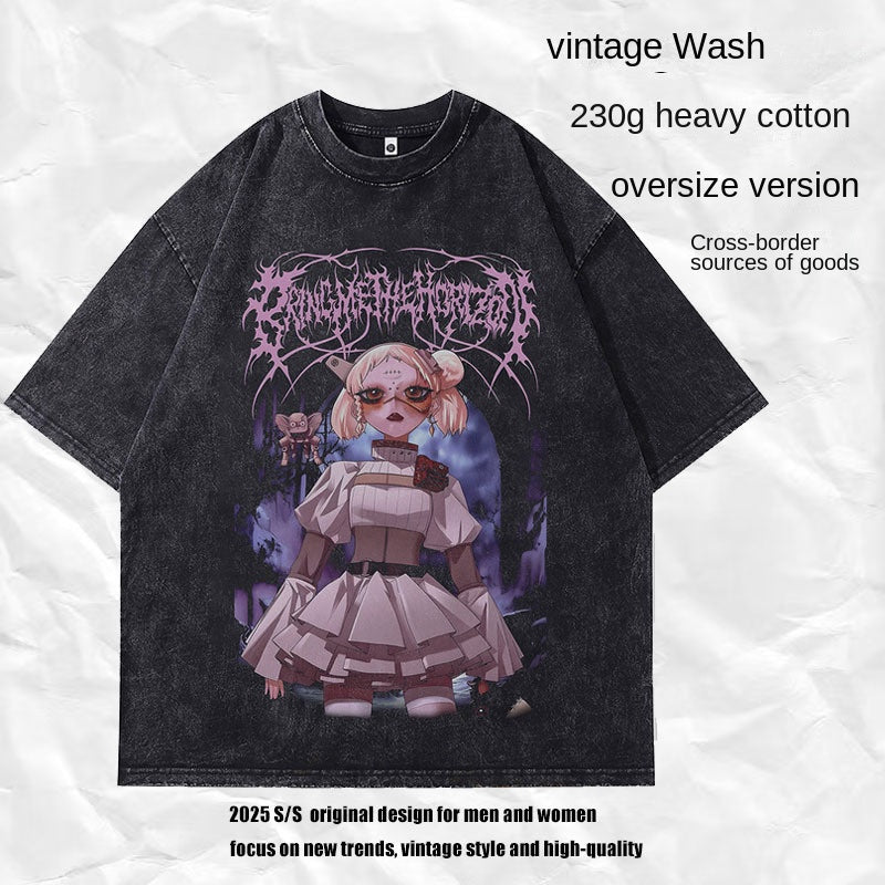 Unisex couple streetwear short sleeve tee in X731 colorway lifestyle shot – Y2K Harajuku style at TeenStylo