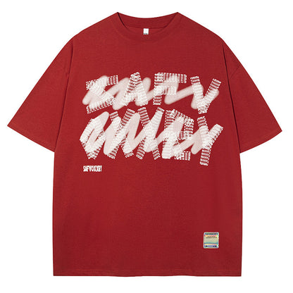 Red unisex oversized streetwear couple tee lifestyle shot TeenStylo