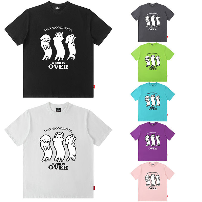 Pink oversized cotton sausage dog print t-shirt back view short sleeve summer tee streetwear TeenStylo