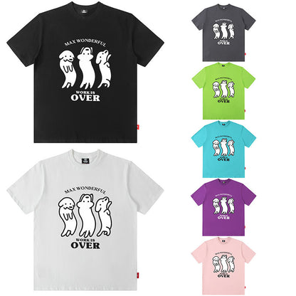 Pink oversized cotton sausage dog print t-shirt back view short sleeve summer tee streetwear TeenStylo