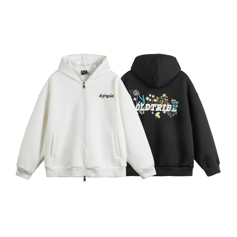 White unisex loose hoodie sweatshirt styled in casual streetwear aesthetic lifestyle shot - TeenStylo