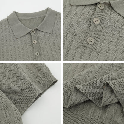 White apricot hollow out polo knit short sleeve top styled in casual streetwear lifestyle look | TeenStylo