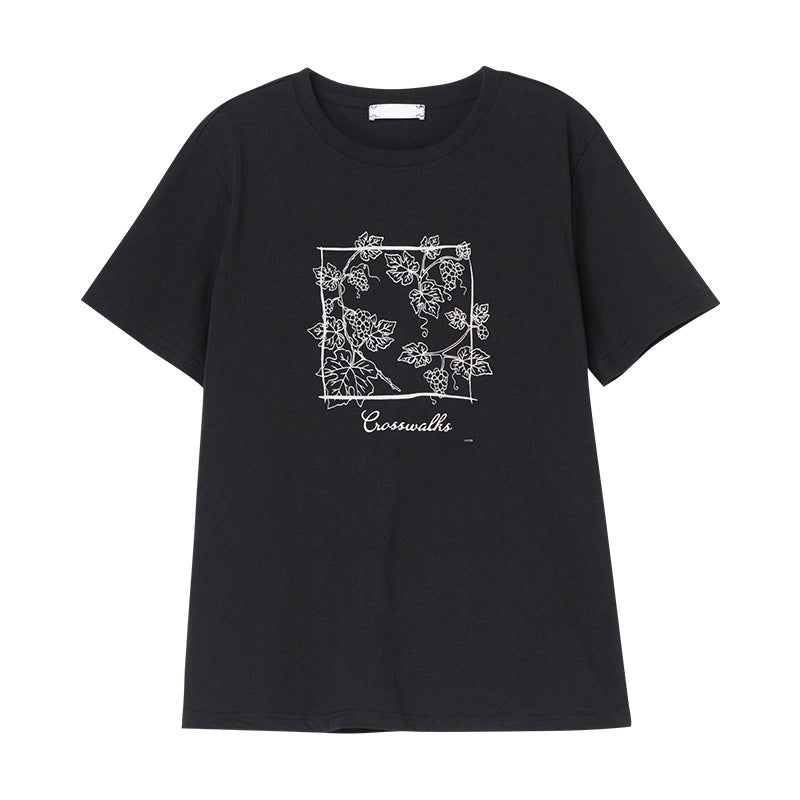 Black unisex round neck short sleeve t-shirt front view – women's Y2K streetwear essential | TeenStylo