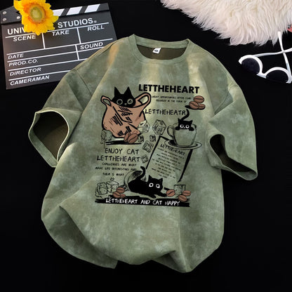 Man wearing green tie-dye short sleeve t-shirt in casual streetwear style | TeenStylo