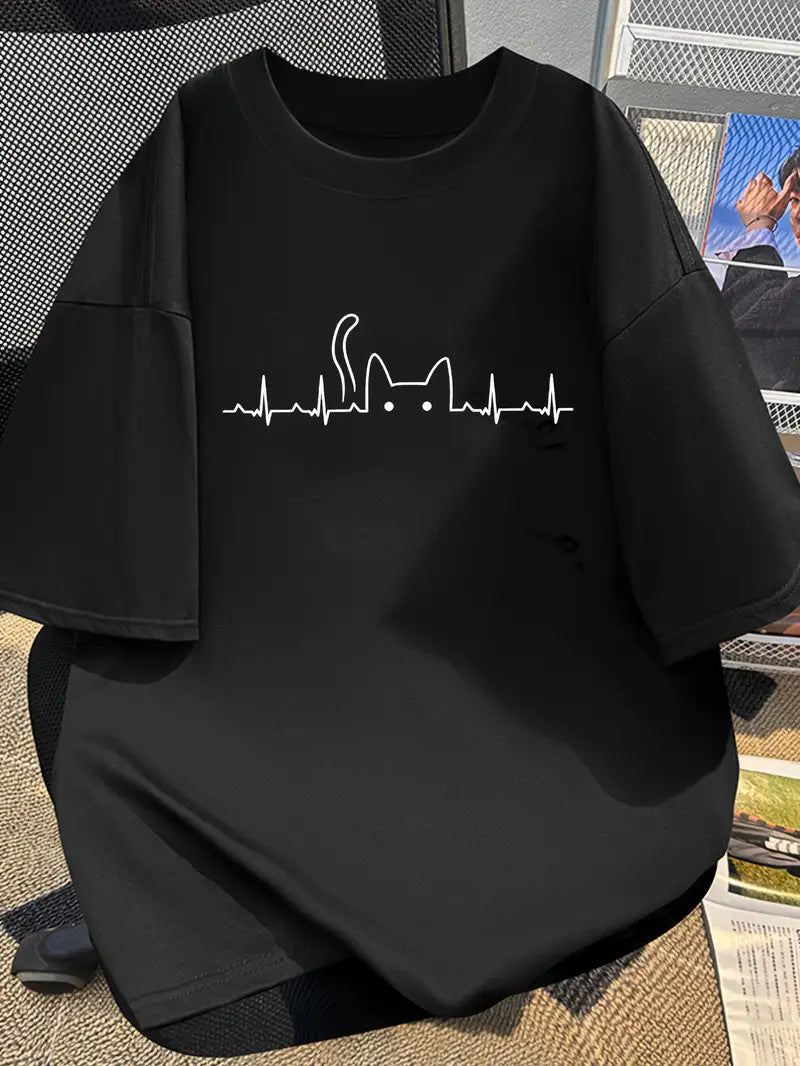 Unisex printed short sleeve T-shirt in B4 colour, Y2K streetwear lifestyle style worn casually - TeenStylo