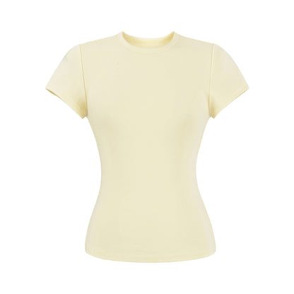 Black round neck short sleeve T-shirt women close-up fabric detail stitch quality Y2K streetwear TeenStylo