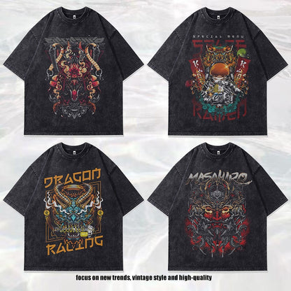 Men's pure cotton Japanese streetwear small collar T-shirt in X707 lifestyle shot - TeenStylo