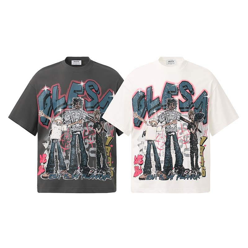 White unisex anime character graphic short sleeve t-shirt lifestyle shot | TeenStylo