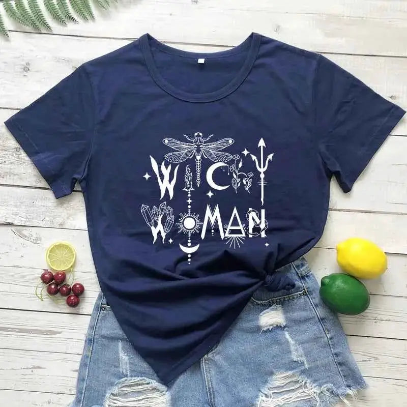Witchy Woman 100 Percent Cotton T Shirt Gothic Graphic Tee For Women Casual Top Sizes S To XXXL
