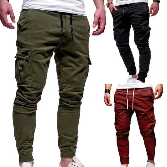 Mens Multi Pocket Joggers Sweatpants 2025 New Casual Solid Cargo Pants Oversize Streetwear Trousers For Men