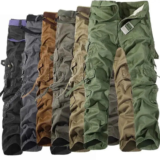 Mens Tactical Cargo Pants Multi Pocket Washed Cotton Loose Fit Overalls For Men Sizes 28 To 42