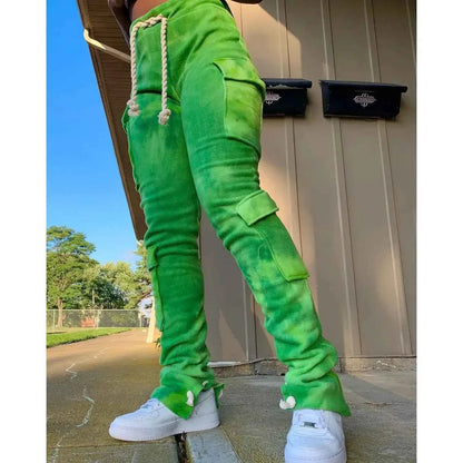 Women's Red Cargo Joggers Sweatpants High Waist Harajuku Streetwear Goth Trousers