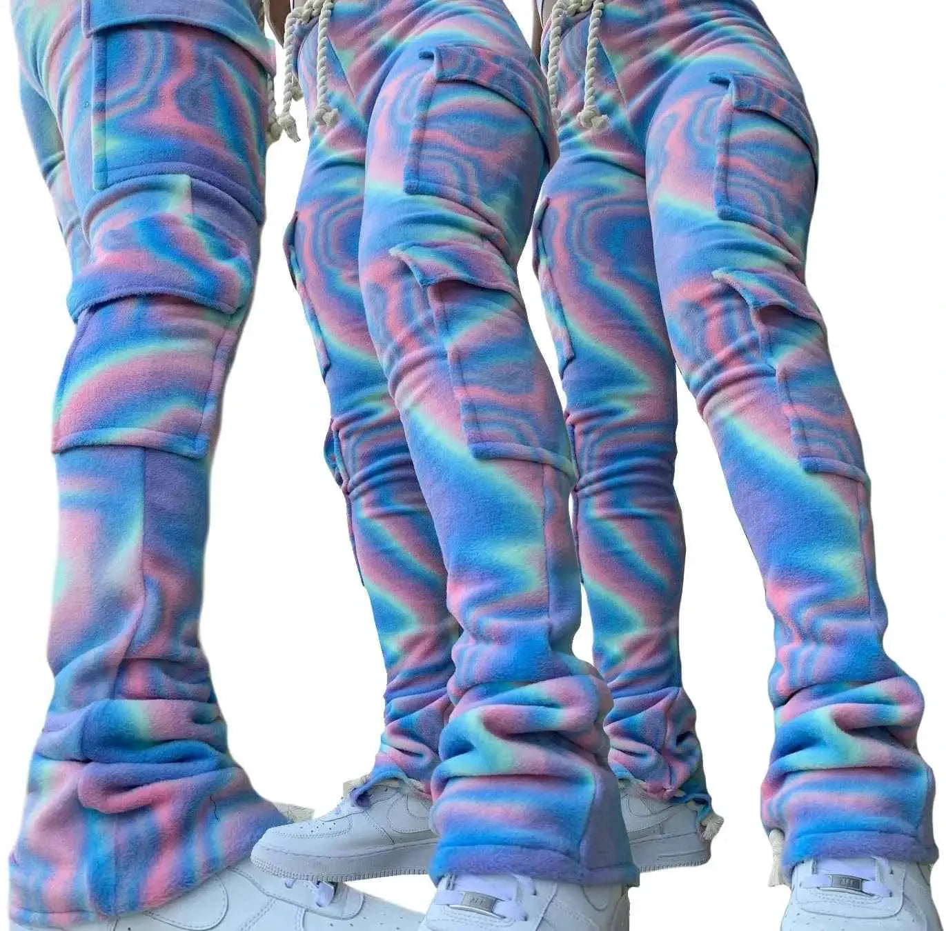 Women's Red Cargo Joggers Sweatpants High Waist Harajuku Streetwear Goth Trousers