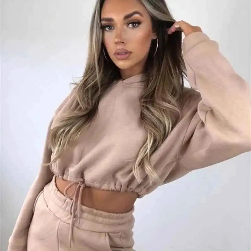 Womens Two Piece Tracksuit Set With Zipper Sportswear For Casual Lounge Wear And Home Gym