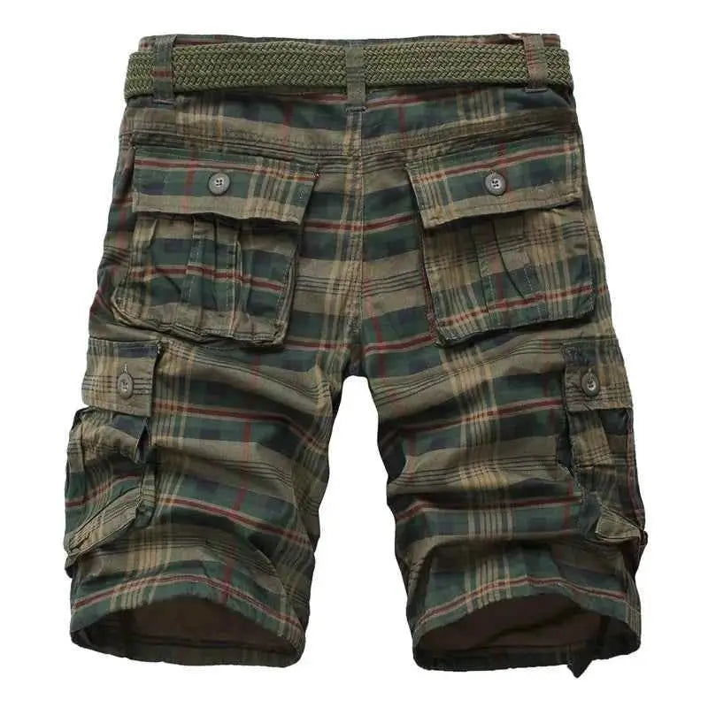 Mens Shorts 2025 Fashion Plaid Beach Shorts Casual Camo Camouflage Military Bermuda Cargo Overalls
