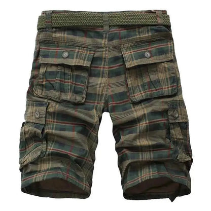 Mens Shorts 2025 Fashion Plaid Beach Shorts Casual Camo Camouflage Military Bermuda Cargo Overalls
