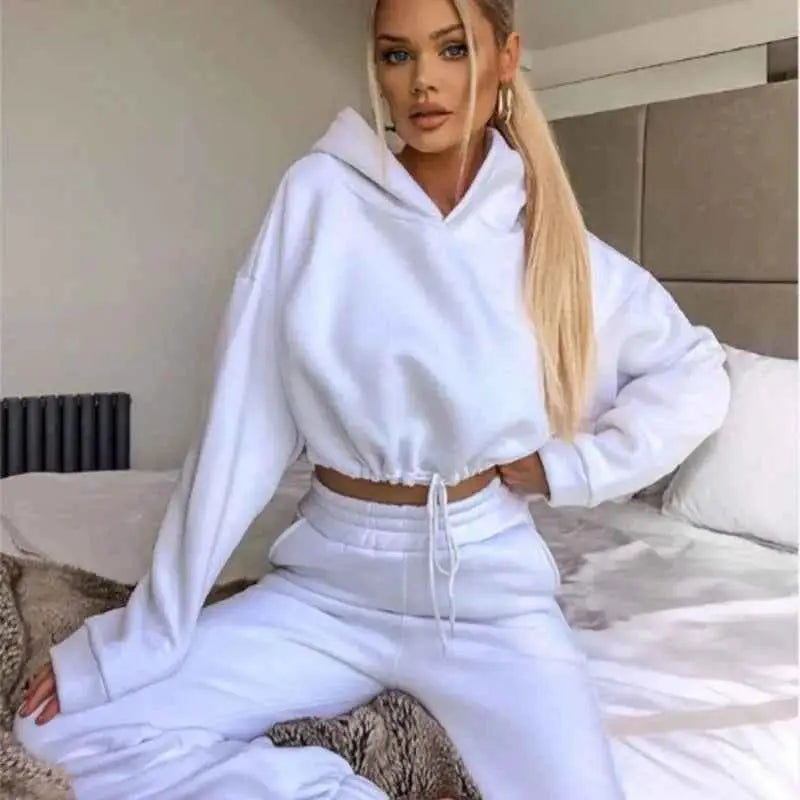 Womens Two Piece Tracksuit Set With Zipper Sportswear For Casual Lounge Wear And Home Gym